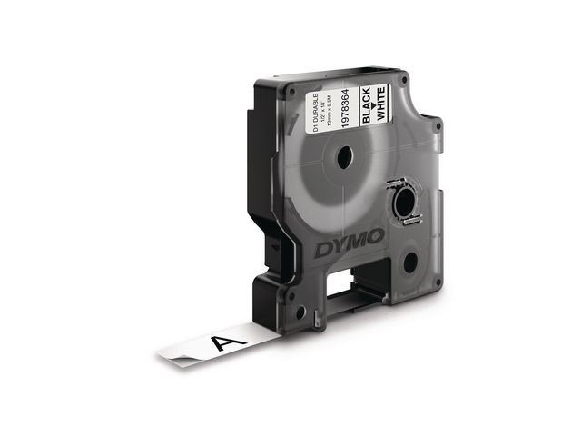 BildeTape DYMO Durable D1 12mm svart på vit