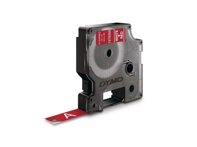 BildeTape DYMO Durable D1 12mm vit på röd