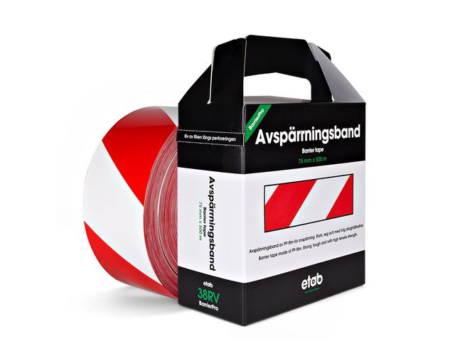 BildeVarningsband 75mmx500m röd/vit