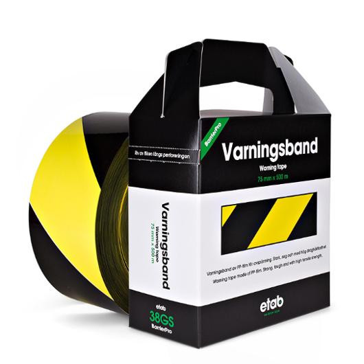 BildeVarningsband 75mmx500m gul/svart