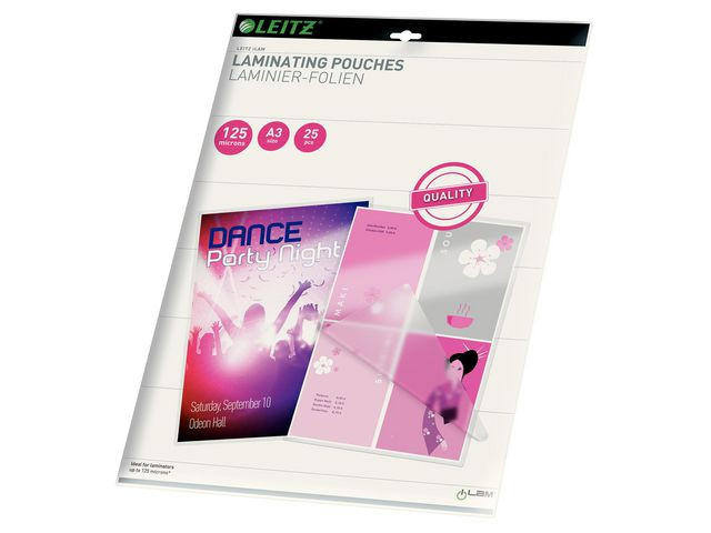BildeLaminat LEITZ A3 125mic klar 25/fp