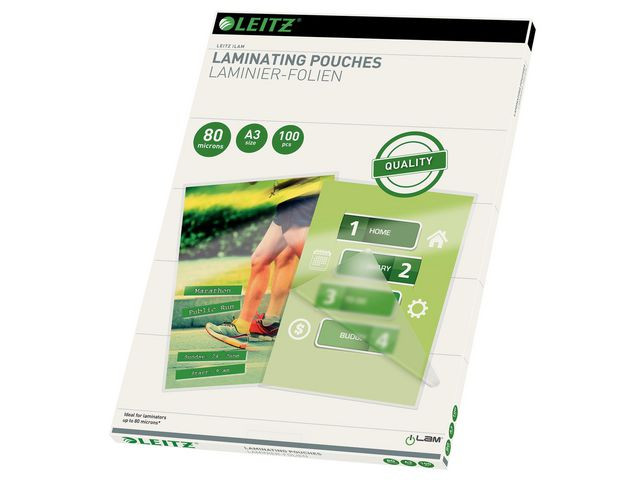 BildeLaminat LEITZ A3 80mic klar 100/fp