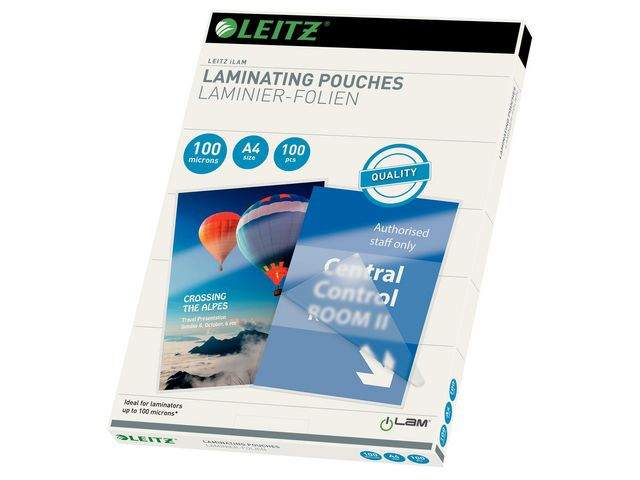 BildeLaminat LEITZ A4 100mic klar 100/fp