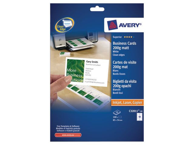 BildeVisitkort AVERY matt, 200g, 85x54mm