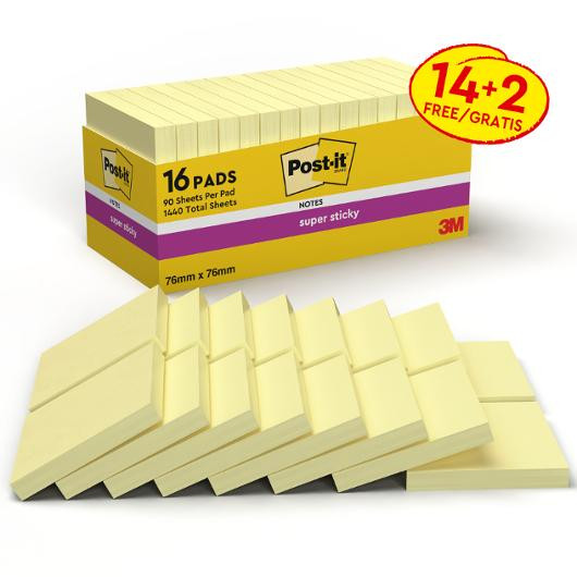 BildeNotes POST-IT SS 76x76mm gul 16/fp