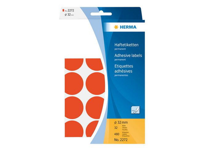 BildeEtikett HERMA Allround 32mm röd 480/fp
