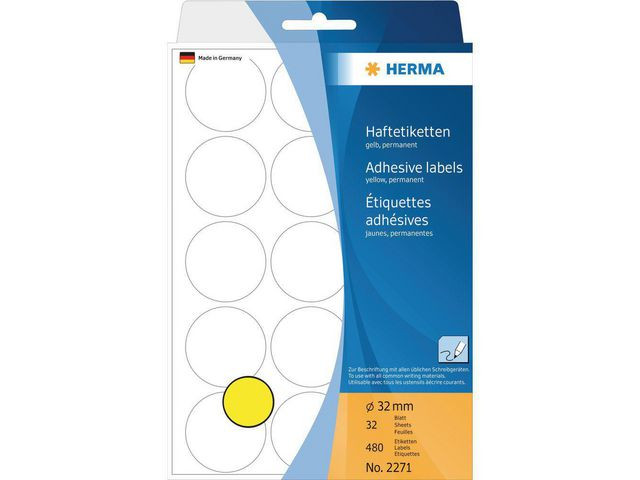 BildeEtikett HERMA Allround 32mm gul 480/fp