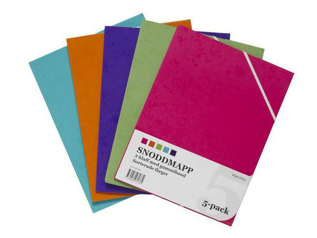 BildeGummibandsmapp 3-klaff A4 sort färg 5/fp