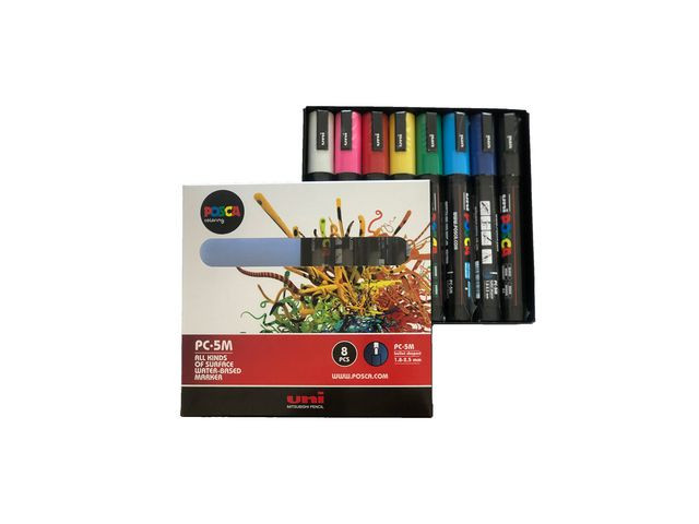 BildeMärkpenna UNI Posca PC-5M 8 färger/fp