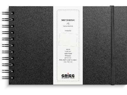 BildeSkissblock GRIEG A5 liggande 150g svart