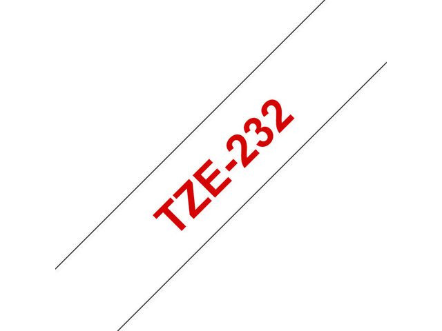 BildeTape BROTHER TZE232 12mm röd på vit