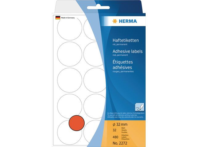 Etikett HERMA Allround 32mm röd 480/fp