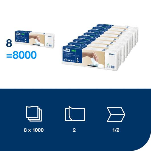 Servett TORK Pre N4 2-lags vit 500/fp