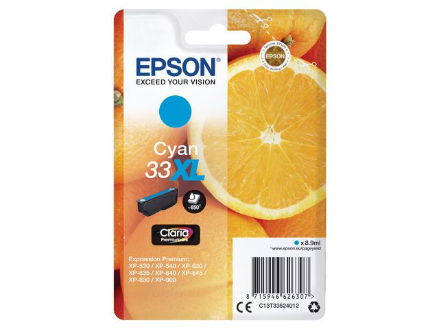 BildeEPSON Ink C13T33624012 33XL Cyan Oranges