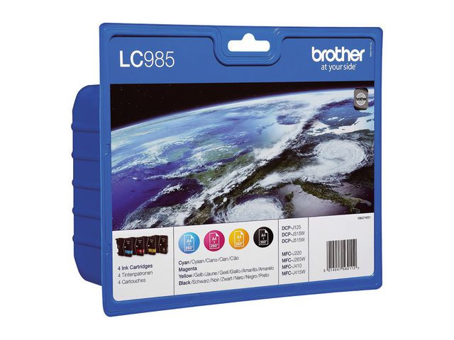 BildeBrother LC985 BK/C/M/Y (svart/cyan/magenta/gul) blekkpatroner 4-pakk 1 x 8,7 ml / 3 x 4,8 ml