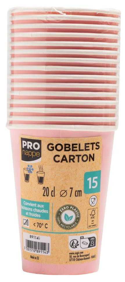 Pappersbägare PRONAPPE 20cl rosa 15/fp
