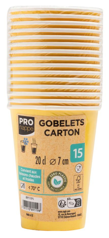 Pappersbägare PRONAPPE 20cl gul 15/fp