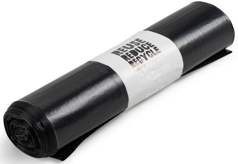 Plastsäck LD R100% 110L 60my svart 25/rl