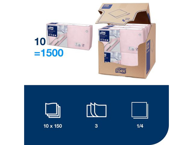 Servett TORK Lunch 3-lags ljrosa 150/fp