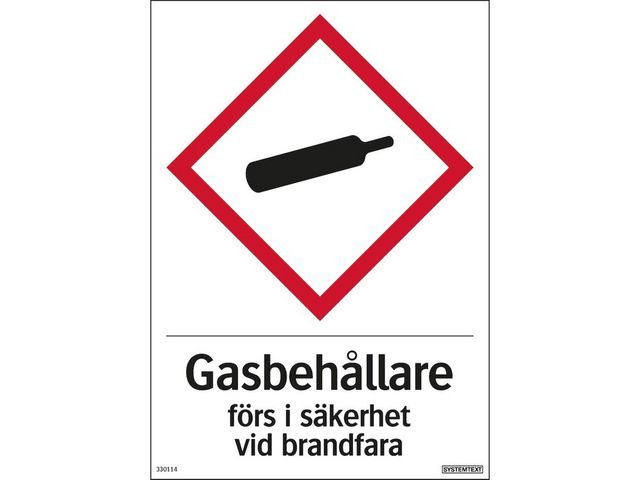 Skylt Gasbehållare plast 210x297mm