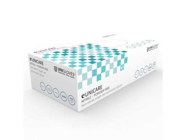 Nitrilhandske UNICARE blå M 100/fp