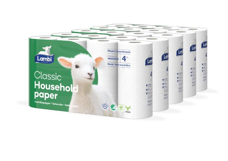 Hushållspapper LAMBI Classic vit 20/fp