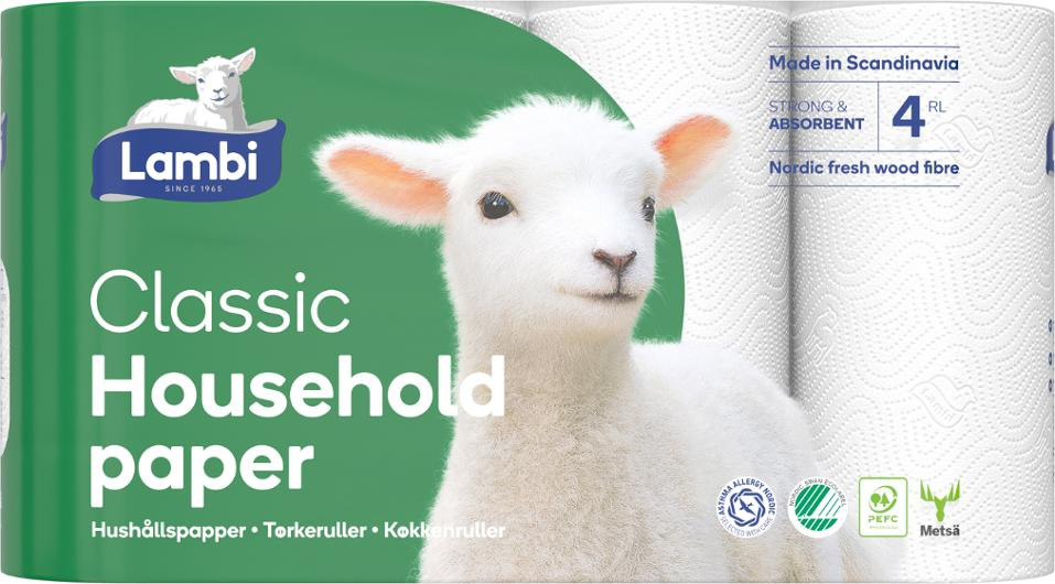 Hushållspapper LAMBI Classic vit 20/fp