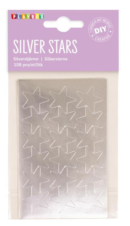 Stickers stjärnor silver 25mm 108/fp