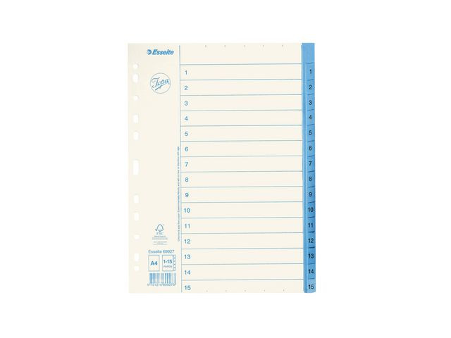 Pappregister JOPA A4 1-15 vit/blå