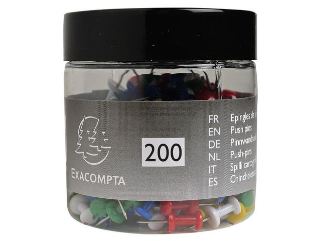 Kartnål EXACOMPTA sort.färger 200/fp