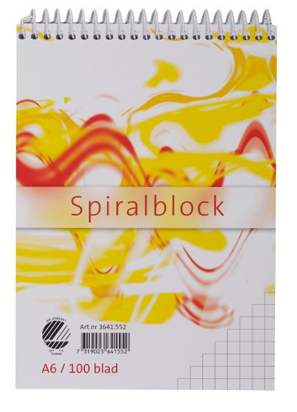 Spiralblock A6 60g 100 blad rutat