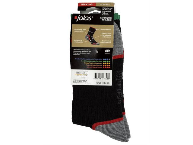 Strumpa merino JALAS 8222 sv/grå 46-47
