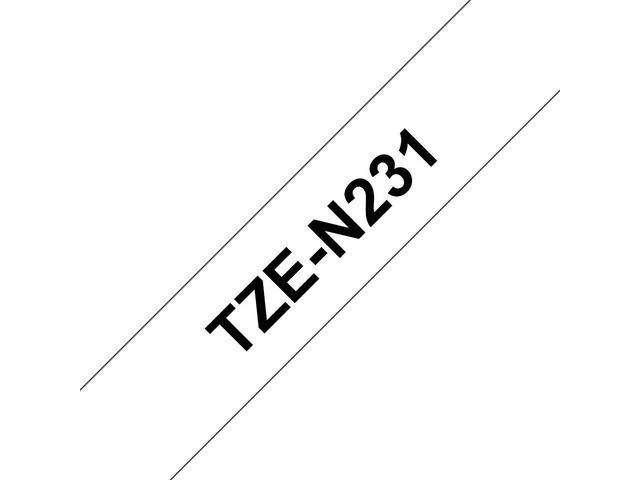 Tape BROTHER TZEN231 12mm svart på vit
