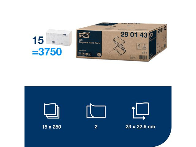 Handduk TORK Adv H3 2-l Soft vit 3750/fp