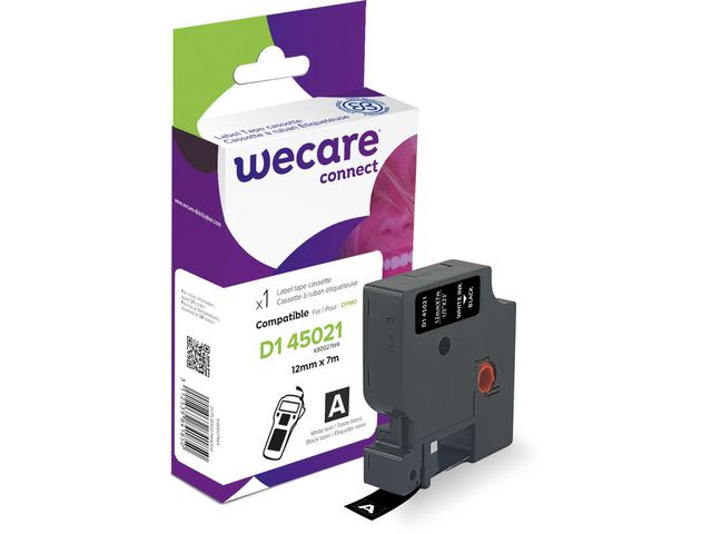 Tape WECARE 12mm vit på svart