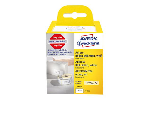 Etikett AVERY på rulle 89x28mm 260/fp