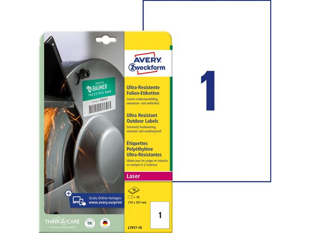 Etikett AVERY Stretch 210x297mm 10/fp