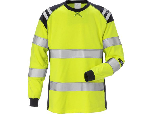 T-Shirt l/ä Flam Kl 3 Dam Gul/Marin M