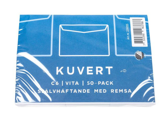Kuvert konsument C6 80g remsa vit 50/fp