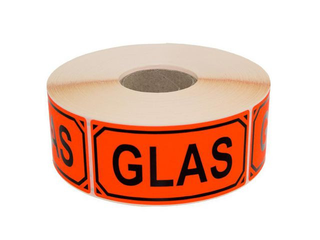 Varningsetikett Glas text 1000/rl
