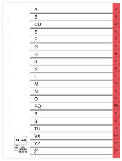 Register plastflik A-Ö röd 10/fp