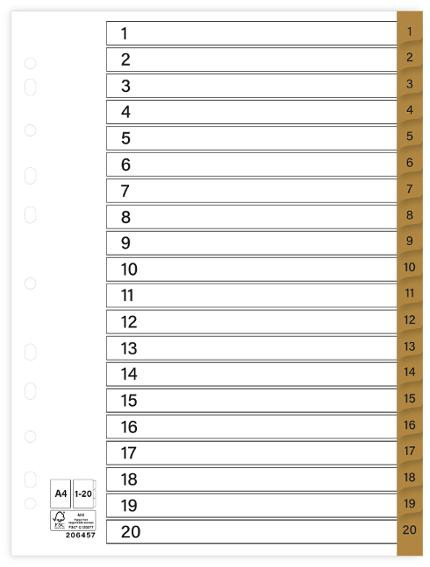 Register plastflik 1-20 brun 10/fp