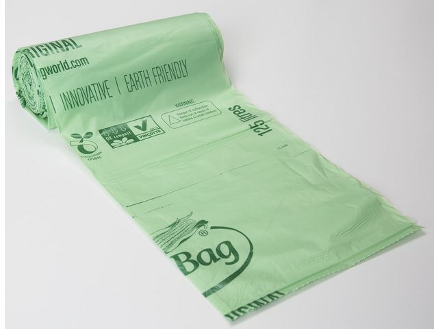 Plastsäck BIOBAG 125/150L 35my grön10/rl