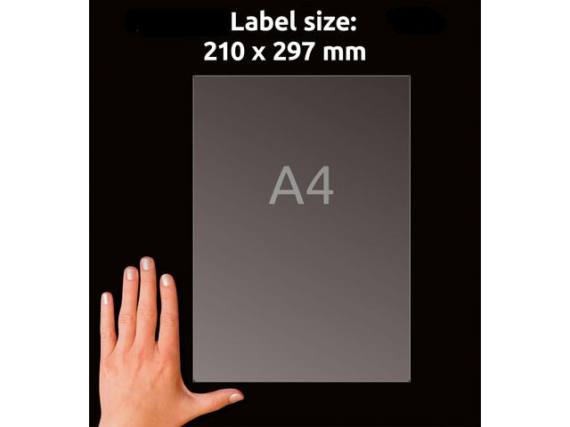 Etikett AVERY transp 210x297mm 25/fp