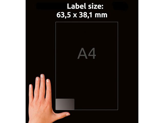 Etikett AVERY transp 63,5x38,1mm 525/fp
