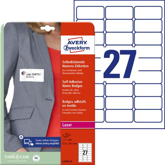 Namnskylt AVERY 63,5x29,6mm 540/fp