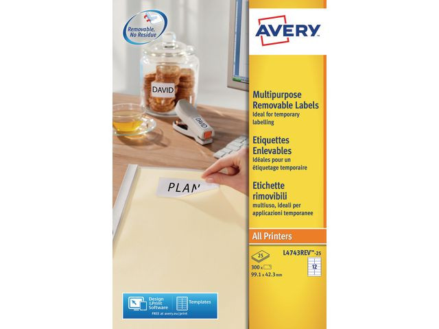 Etikett AVERY avtagb 99,1x42,3mm 360/fp