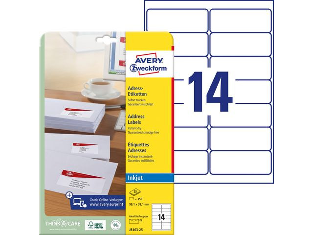 Etikett AVERY QD 99,1x38,1 350/fp