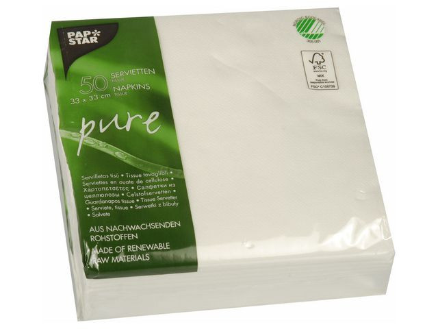 Servett PURE FSC 33x33 2-lags vit 50/fp