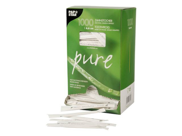 Tandpetare PURE Trä rund 6,5cm 1000/fp